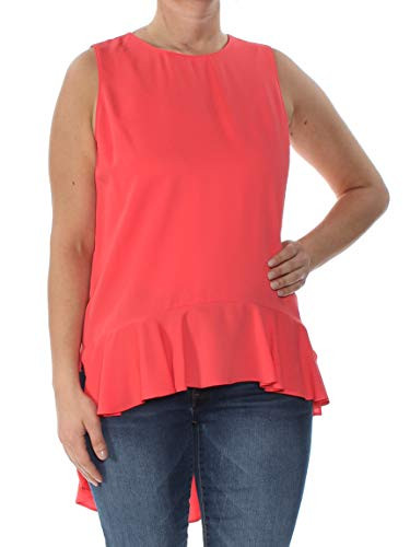 Bar III High-Low Peplum Top -Hibiscus Bloom, L-