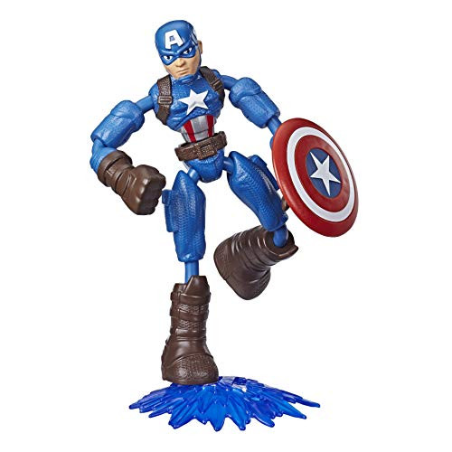 MARVEL E7869 Avengers Bend and Flex Action Figure Toy, 6-Inch Flexible Captain America, Includes Accessory, Ages 4 and Up