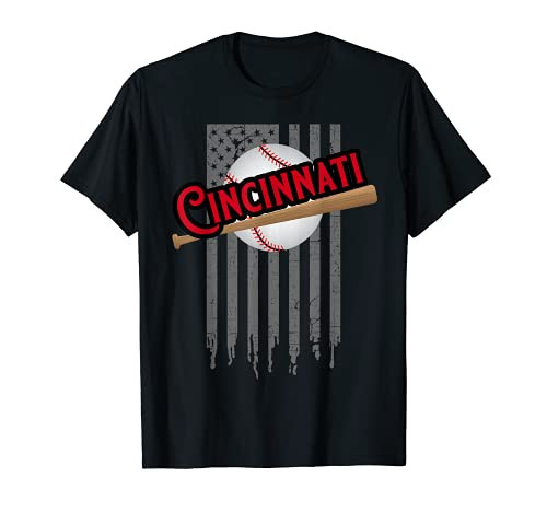 Cincinnati Baseball Fans Love Their Team American Flag T-Shirt