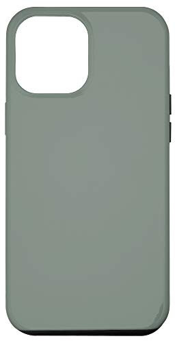 iPhone 12 Pro Max Simple Chic Solid Color Dusty Dark Sage Green Case