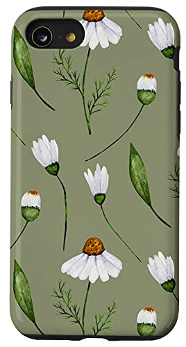 iPhone SE -2020- / 7 / 8 Daisy Flower on Sage Green Case