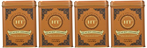 Harney & Sons Decaffeinated Hot Cinnamon Black Tea with Orange and Sweet Cloves Tin 20 Sachets - Pack of 4