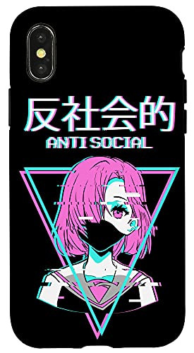 iPhone X/XS Antisocial Vaporwave Anime Girl Japanese Indie Alt Aesthetic Case