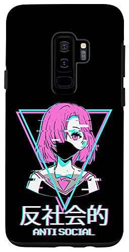 Galaxy S9 plus Antisocial Vaporwave Anime Girl Japanese Aesthetic Case