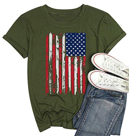 Fourth of July Shirts for Women Patriotic Tee Shirt American Flag Tops Clothes -XL, Green2- Fourth of July Shirts for Women Patriotic Tee Shirt American Flag Tops Clothes -XL, Green2-