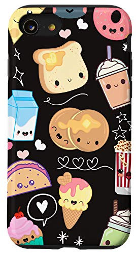 iPhone SE -2020- / 7 / 8 Kawaii Food Phone Case Cute Gifts for Girls in Black Case