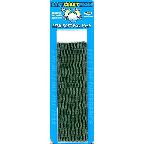 East Coast Dyes Wax Lacrosse Mesh 15mm Semi-Soft Wax Field Mesh Solid Color Forest Green 15m-FrtGrn-1P