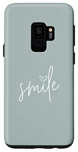 Galaxy S9 Smile Positive Inspirational Quote - Light Sage Green Case