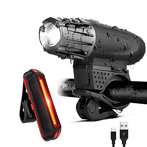 Altruism USB Rechargeable Super Bright Bicycle Headlights, 1200 lumens Waterproof Bicycle Headlights with 6 Lighting Modes, Headlights  plus Mountain Bike taillights -B-