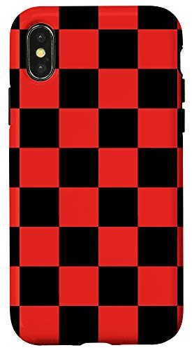 iPhone X/XS Checkered Red And Black Checkerboard Phone Case