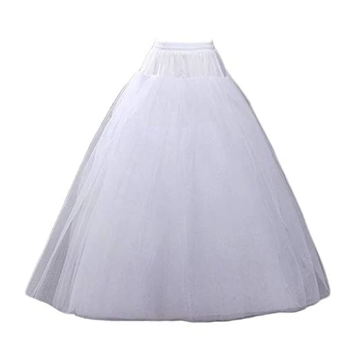 Orcle A-line Hoopless Petticoat Crinoline Underskirt Slips Floor Length Bridal Wedding Accessories White