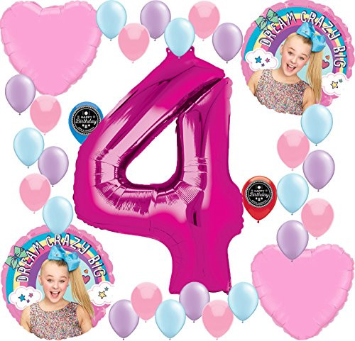 JoJo Siwa Party Supplies Birthday Balloon Decoration Bundle for -4th Birthday-