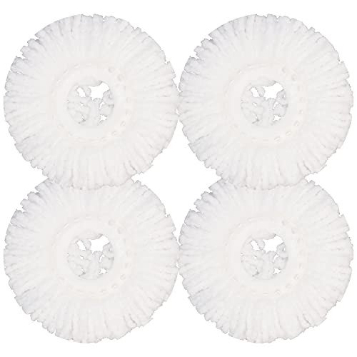 4 Packs Spin Mop Heads Replacements Easy Cleaning Microfiber Mop Refills for Hurricane Mopnado Spin Mop