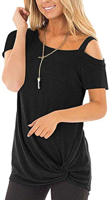 Womens T Shirts Short Sleeve Summer Tops and Blouses Cold Shoulder Tunic Za-Black XL Womens T Shirts Short Sleeve Summer Tops and Blouses Cold Shoulder Tunic Za-Black XL
