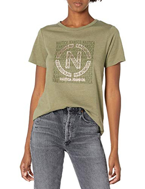 Nautica Women's Soft Cotton Graphic T-Shirt, Urban Camo, Medium