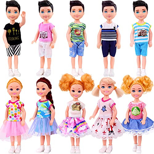 ZITA ELEMENT 10 Pcs 5 Inch Mini Boy Doll and Girl Doll with Doll Clothes Dress and Shoes - 5 Mini Boy Dolls with Outfits and Shoes and 5 Mini Girl Dolls with Clothes Dress and Shoes ZITA ELEMENT 10 Pcs 5 Inch Mini Boy Doll and Girl Doll with Doll Clothes Dress and Shoes - 5 Mini Boy Dolls with Outfits and Shoes and 5 Mini Girl Dolls with Clothes Dress and Shoes