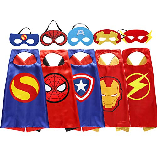 Zaleny Superhero Capes and Masks Set Super Hero Dress Up Costumes for Boys and Girls Birthday Party Supplies Favors Christmas Halloween Gifts