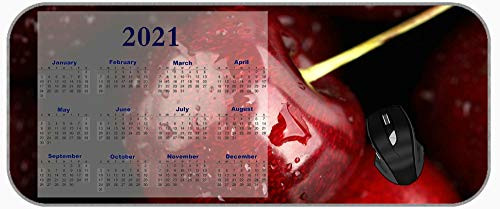 2021 Calendar Long Extended Mousepad Cherry Fruit Food Fresh Delicious Mousepad with Smooth Cloth Surface