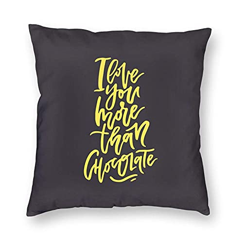 Airfly Throw Pillow Covers Decorative Protector Cases Black and Yellow Composition Romantic Words of Love for Your Valentines Pillowcase Square Cushion Cover for Sofa,Couch,Bed,Car 16"x16"