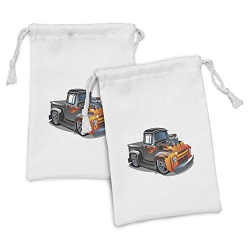 Lunarable Manly Fabric Pouch Set of 2, Cartoon Hot-Rod Truck Antique Old Model Automobile Transport Nostalgia Illustration, Small Drawstring Bag for Toiletries Masks and Favors, 9" x 6", Orange Black Lunarable Manly Fabric Pouch Set of 2, Cartoon Hot-Rod Truck Antique Old Model Automobile Transport Nostalgia Illustration, Small Drawstring Bag for Toiletries Masks and Favors, 9" x 6", Orange Black