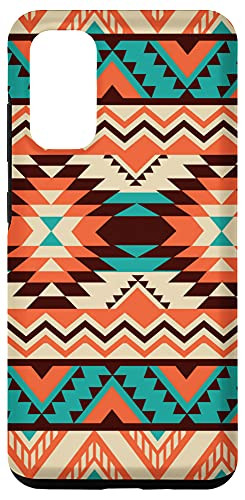 Galaxy S20 Unique White Turquoise Orange Red Aztec Navajo Pattern Case