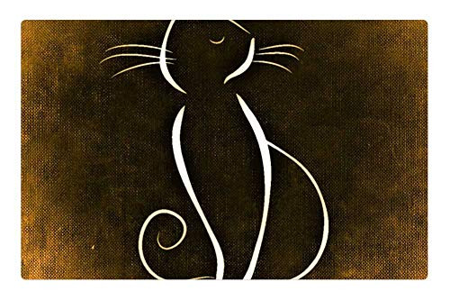 LESGAULEST Doormat Floor Rug/Mat -23.6 x 15.7 inch- - Cat Drawing Animal Image Funny Figure Yellow