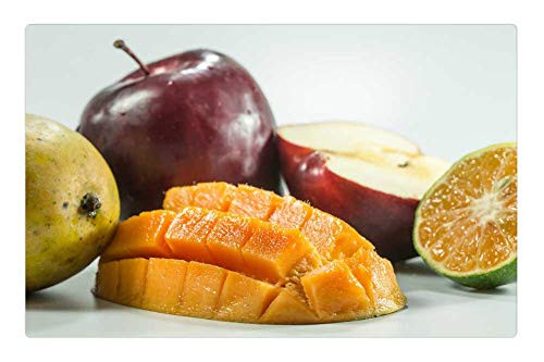 LESGAULEST Doormat Floor Rug/Mat -23.6 x 15.7 inch- - Mango Apple Oranges Slice On Hand Yellow Isolated LESGAULEST Doormat Floor Rug/Mat -23.6 x 15.7 inch- - Mango Apple Oranges Slice On Hand Yellow Isolated