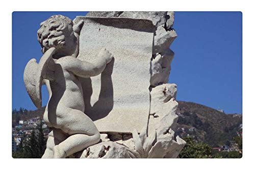 LESGAULEST Doormat Floor Rug/Mat -23.6 x 15.7 inch- - Angel Cemetery Statue Figure Marble Tomb Peace