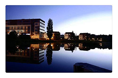LESGAULEST Doormat Floor Rug/Mat -23.6 x 15.7 inch- - Calm Water Mirror Image Osiedle Buildings