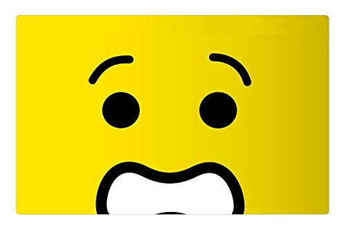 LESGAULEST Doormat Floor Rug/Mat -23.6 x 15.7 inch- - Toy Yellow Smiley Head People Figure Face Scared