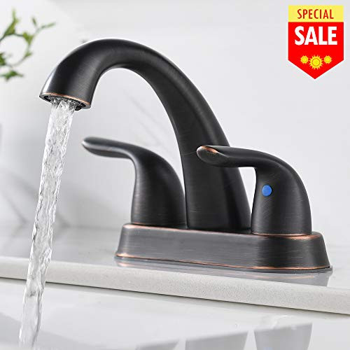 VESLA HOME Commercial Two Handle 3.4 inch Centerset Lavatory Vanity Oil Rubbed Bronze Bathroom sink Faucets,Vessel Sink Faucet Without Pop Up Drain, Body Brass