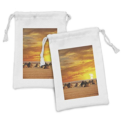 Ambesonne African Fabric Pouch Set of 2, Landscape of a Small Town with Horizon Skyline at Dawn Ethiopian Photography, Small Drawstring Bag for Toiletries Masks and Favors, 9" x 6", Orange Ambesonne African Fabric Pouch Set of 2, Landscape of a Small Town with Horizon Skyline at Dawn Ethiopian Photography, Small Drawstring Bag for Toiletries Masks and Favors, 9" x 6", Orange