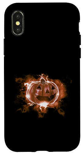 iPhone X/XS Fun and Creepy Electrified Orange Jack o Lantern Halloween Case