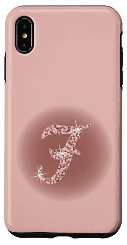 iPhone XS Max Initial F Script Letter, Rose Pink and Mauve Case