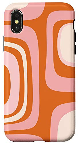 iPhone X/XS Mid Century Modern Retro Aesthetic Pattern Orange and Pink Case