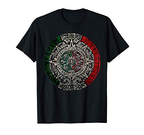 Aztec Calendar Sun Stone Mexican Art Carving Maya MayansAzte T-Shirt
