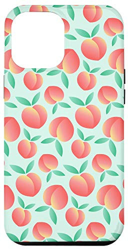 iPhone 12 Pro Max Peach Pattern Fruit Peachy Tropical Summer Cute Mint Green Case