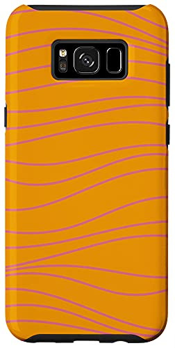 Galaxy S8 plus Orange and Pink Line Wave Minimalist Abstract Pattern Case