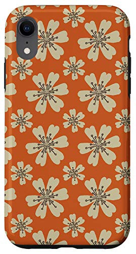 iPhone XR Orange flowers floral groovy retro vintage colorful Case