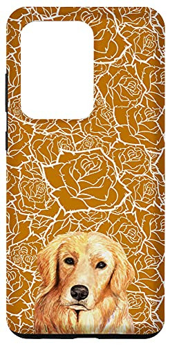 Galaxy S20 Ultra Golden Retriever Dog Rose Flower Orange  and  White Pattern Case