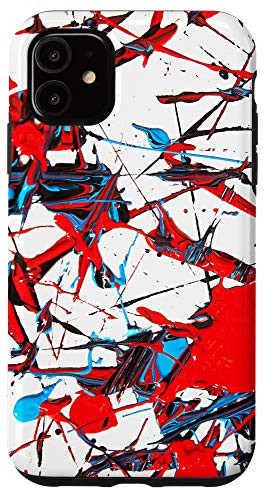iPhone 11 Trendy Red White Blue Jackson Paint Splatter Phone Case