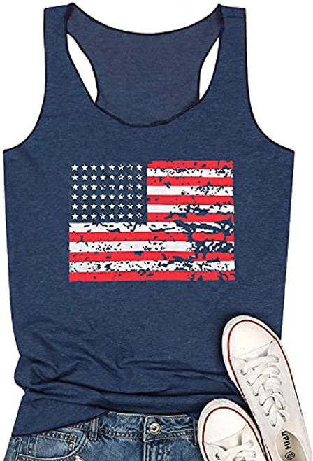 American Flag Tank Tops USA Print Patriotic Shirt Sleeveless Vintage Racerback Tanks 4th of July Tee Tops -Blue, XL- American Flag Tank Tops USA Print Patriotic Shirt Sleeveless Vintage Racerback Tanks 4th of July Tee Tops -Blue, XL-