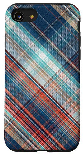 iPhone SE -2020- / 7 / 8 Blue Orange Tan Tartan Plaid Phone Case