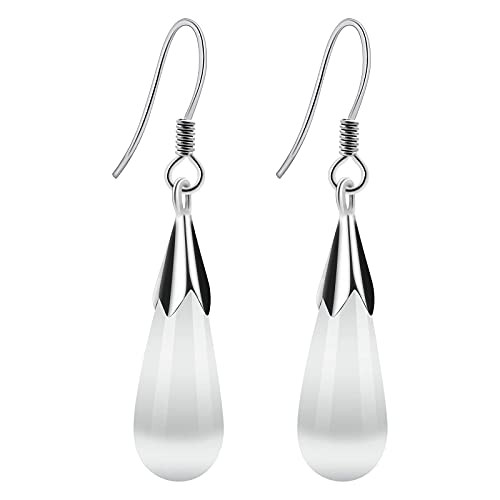 BOPKIASA 925 Sterling Silver Teardrop Earrings Dangle for Women Fashion Drop Dangling Hypoallergenic Ear Rings For Teens Girls Gift with Jewelry Box