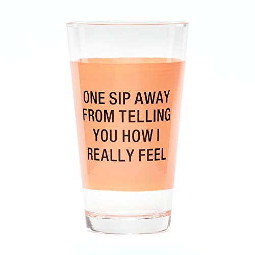 One Sip Away From Telling You How I Really Feel Orange 16 oz Glass Pint Glass
