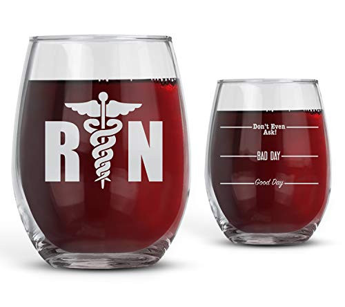 BAD BANANAS Registered Nurse Gifts for Women - RN Gifts For Nurses - 21 oz Stemless Wine Glasses - Funny New Nurse Gift for RN