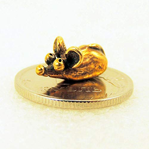 Tiny Mouse Figurine Decorative Statue Bronze Miniature Figure