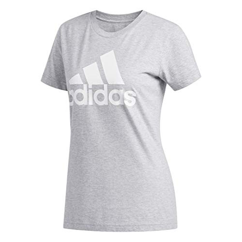 adidas Women's Badge of Sport Tee, Medium Grey Heather/White, Small