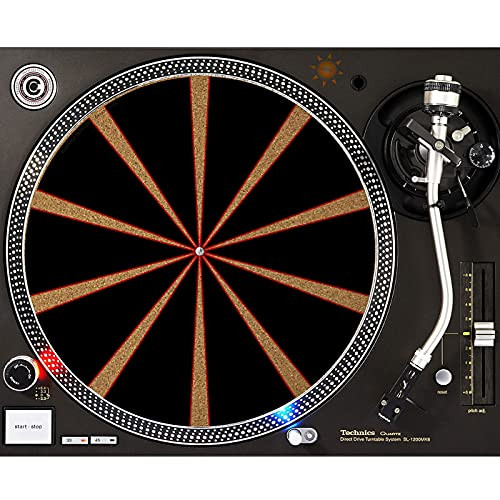 DJ Turntable Premium Cork Slipmat - Black Red Spiral Hatchet