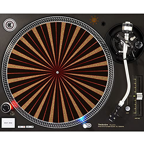 DJ Turntable Premium Cork Slipmat - Black Red Spiral Spin
